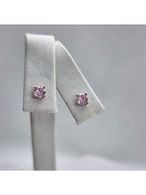925 Sterling Silver Light Pink Gemstone Stud Earrings – New & Elegant